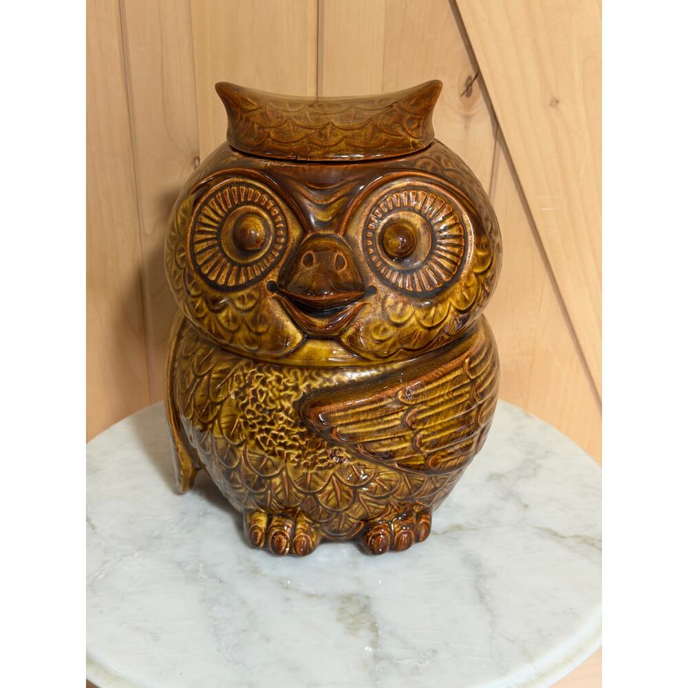 Vintage Nelson McCoy Brown Owl Cookie Jar with Original Box